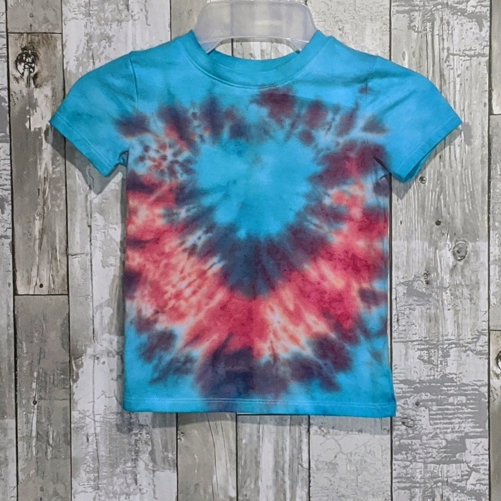 Kids Heart Design Red & Bluetooth u Tie-Dye Tee 3t
